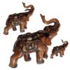 Set of 3 Decorative Elephant Figurines - Feng Shui Animal Sculptures