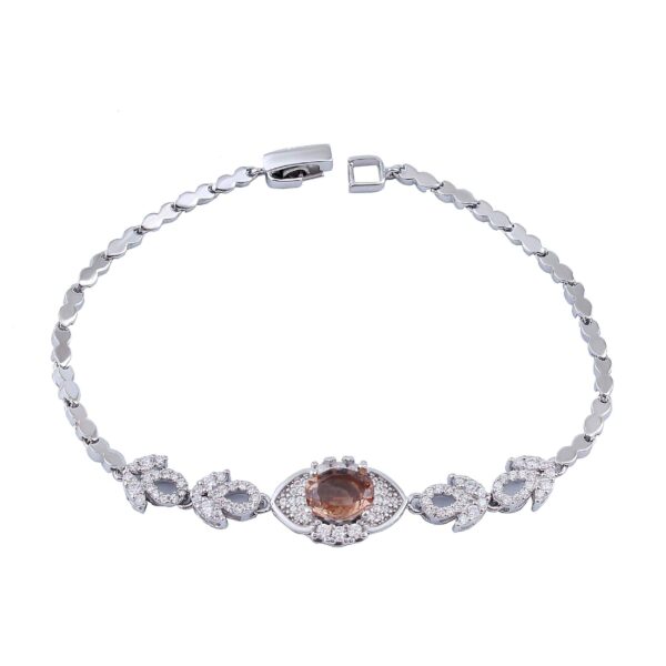 Silver Rhodium Plating Bracelet with Alexandrite Gemstone for Women