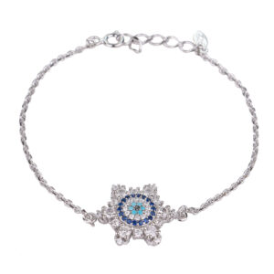 Silver Bracelet with Evil Eye Design for Women