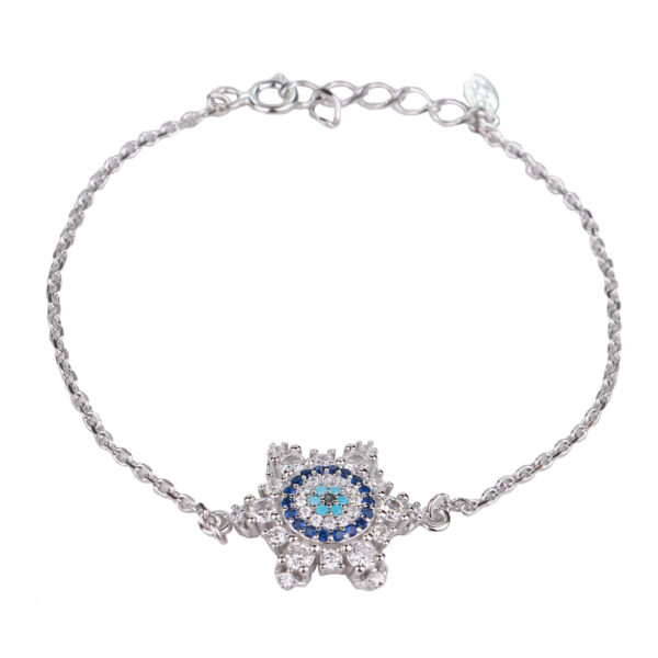 Silver Bracelet with Evil Eye Design for Women