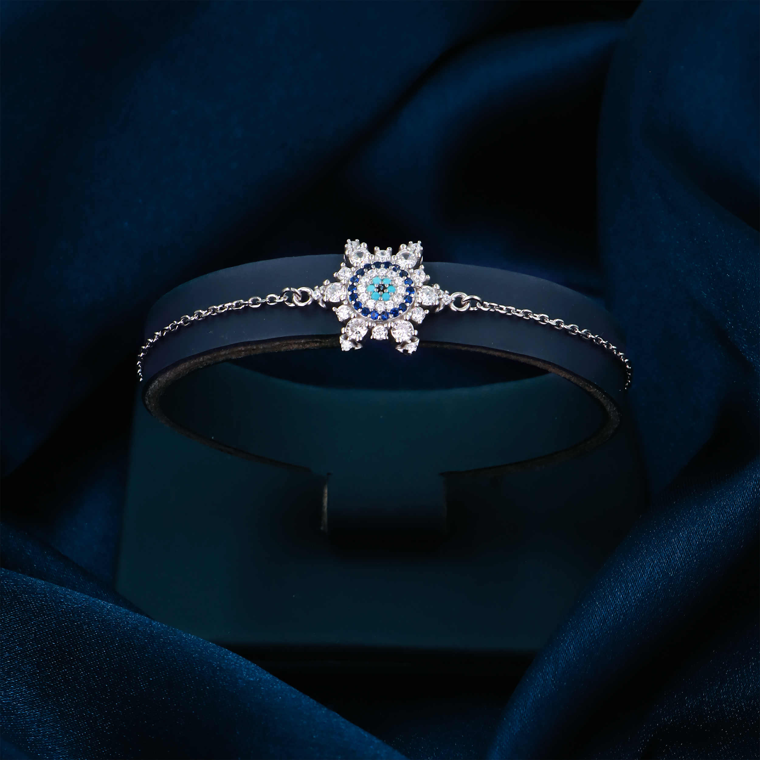 Silver Bracelet with Evil Eye Design for Women