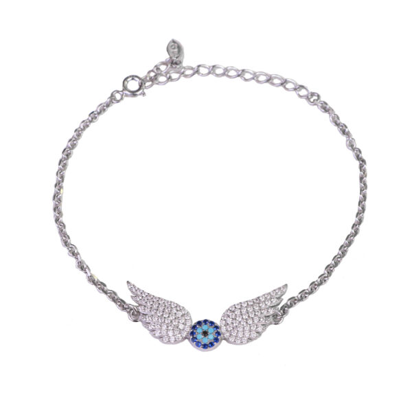 Silver Bracelet with Evil Eye Design for Women Model Angel