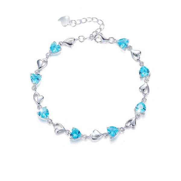 Silver Bracelet with Little Blue Heart Design for Women