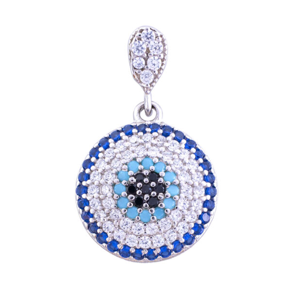Silver Necklace Pendant with Evil Eye Design for Women
