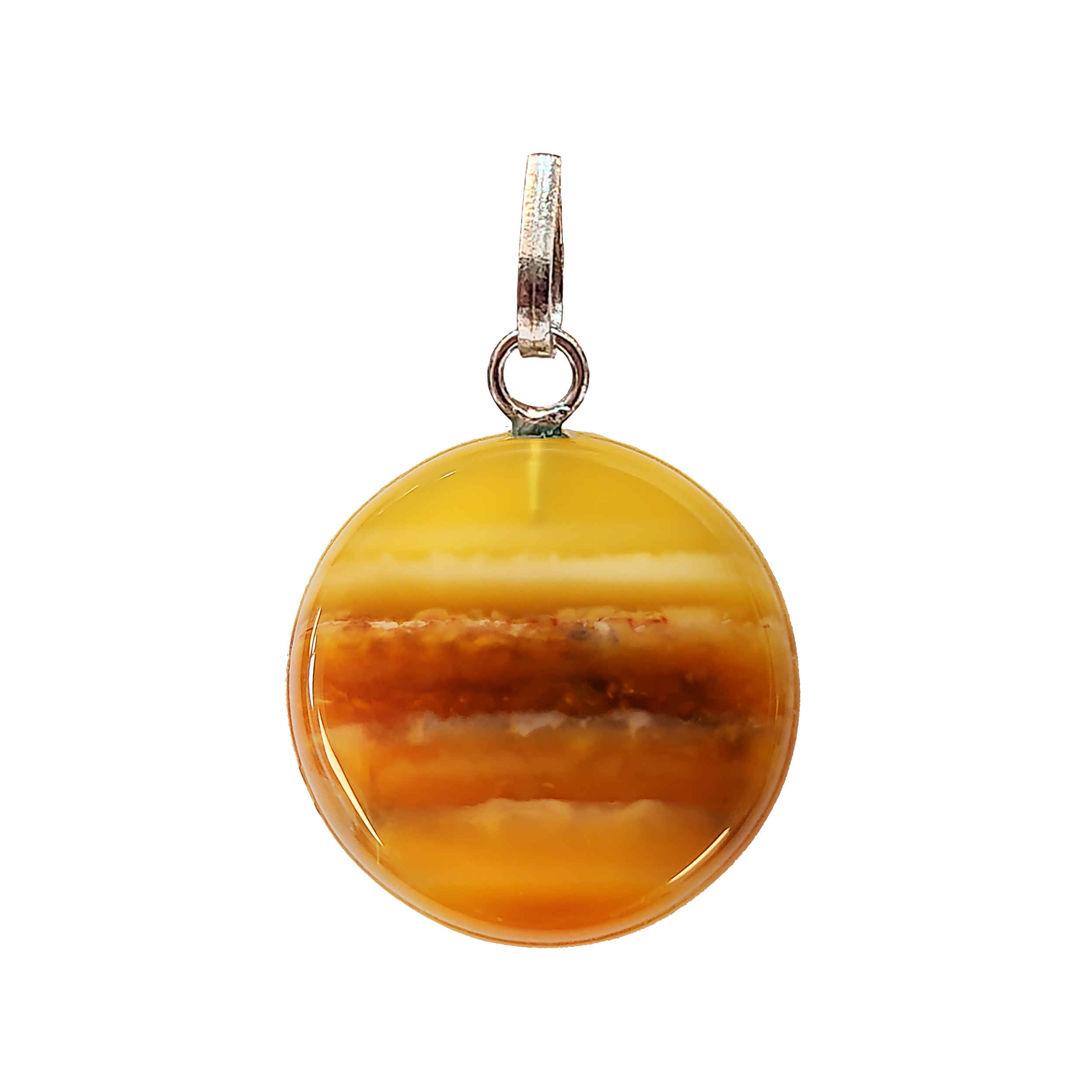 Silver Necklace Pendant with Mineral Agate Gemstone