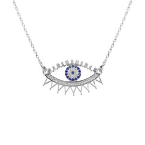 Silver Necklace with Evil Eye Design for Women