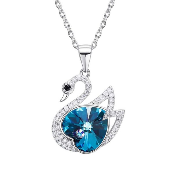 Silver Necklace with Swan Design for Women