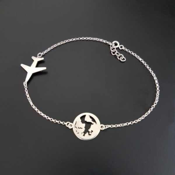 Steel Anklet for Women with Silver Airplane Design