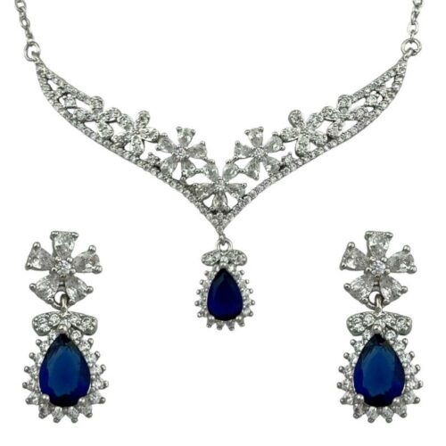Steel Elegance Jewelry Set for Women with Floral Design