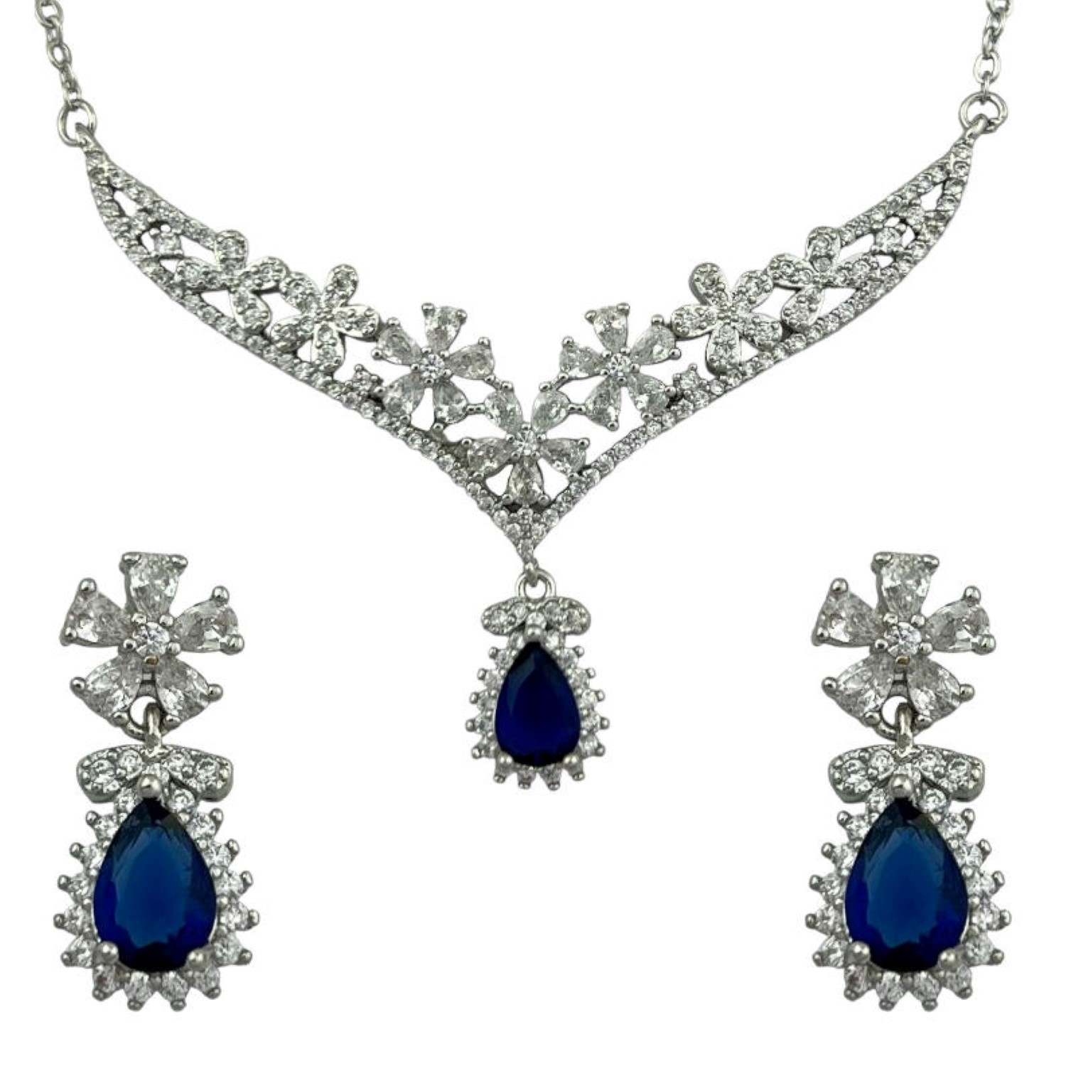 Steel Elegance Jewelry Set for Women with Floral Design