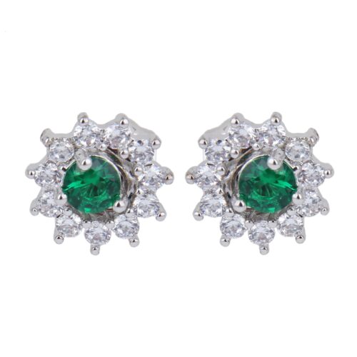 Steel Stud Earrings for Women with Quartz Gemstone