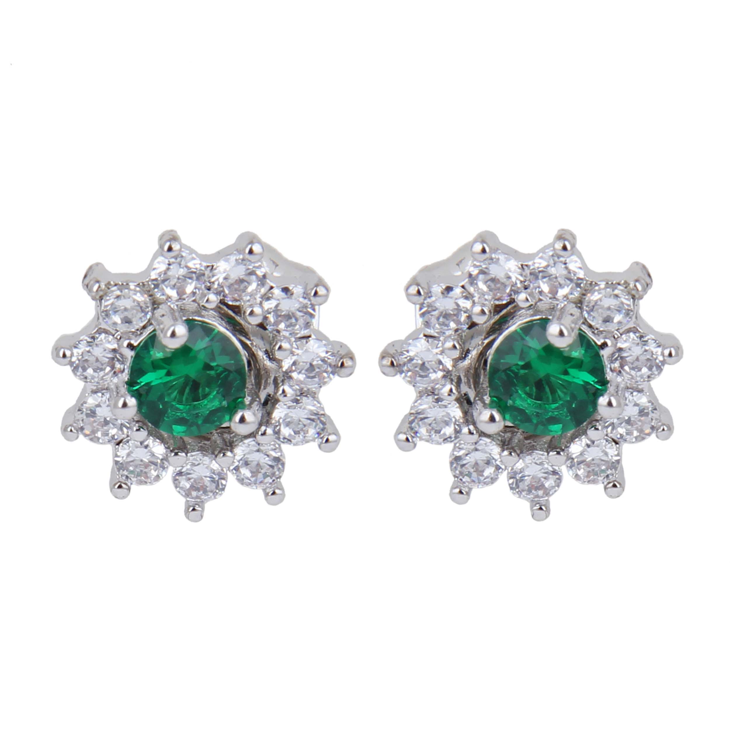 Steel Stud Earrings for Women with Quartz Gemstone