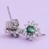 Steel Stud Earrings for Women with Quartz Gemstone