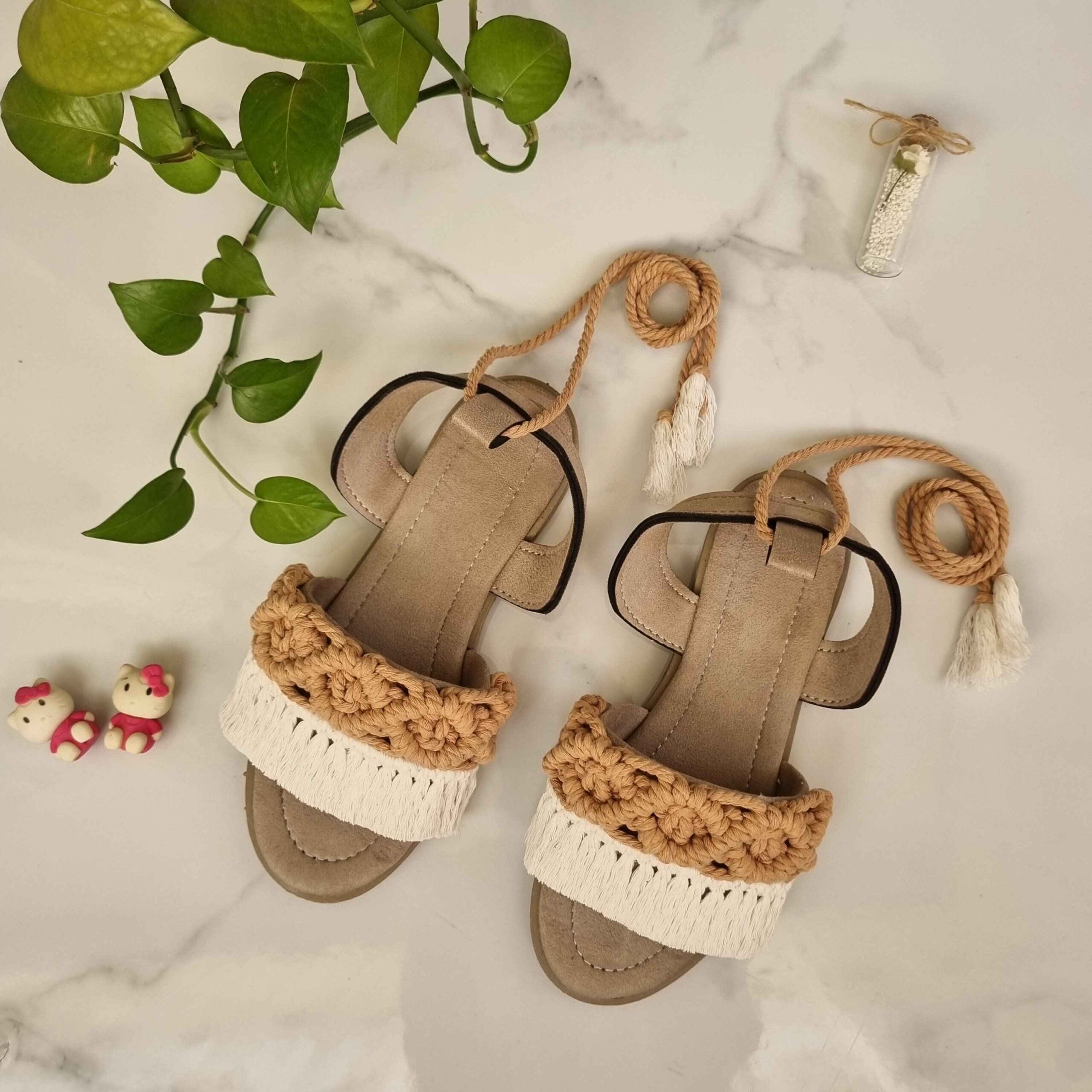 Strappy Macrame Sandals Sling Back Handmade Model DNA