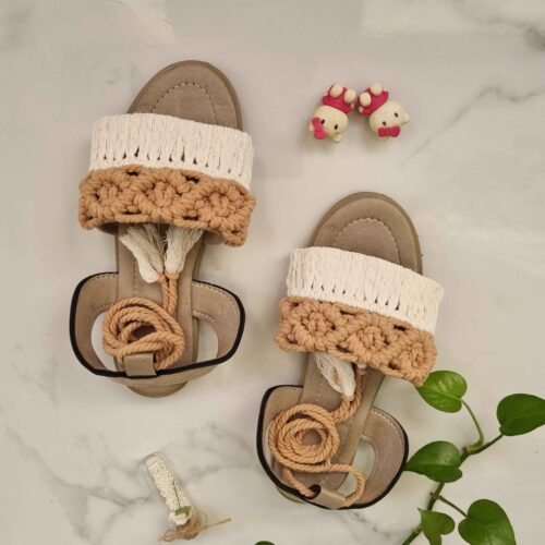 Strappy Macrame Sandals Sling Back Handmade Model DNA