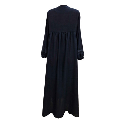 Stylish Loose Fit Abaya for Muslim Women in Black Crepe Fabric