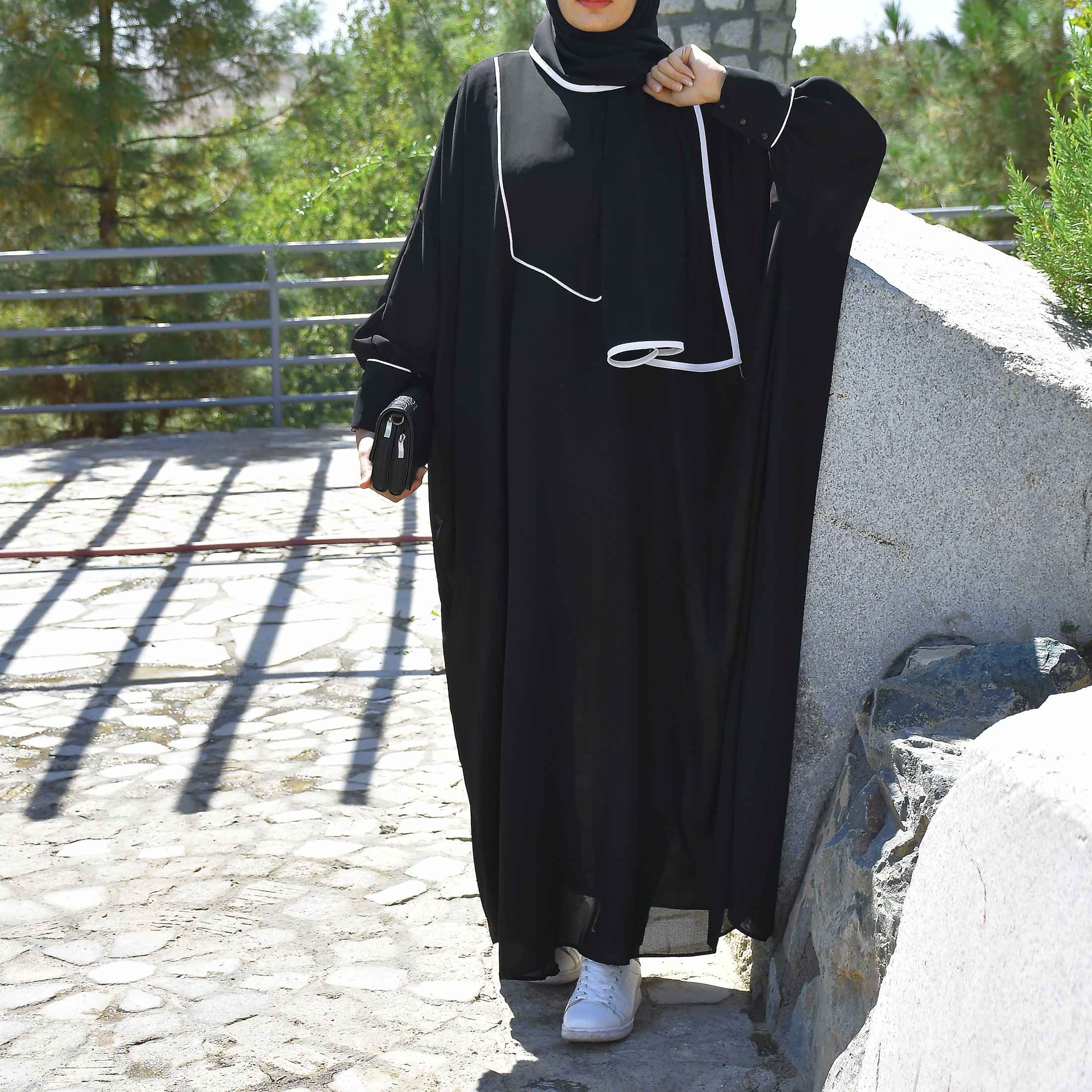Stylish Loose Fit Abaya for Muslim Women with Black Crepe Fabric