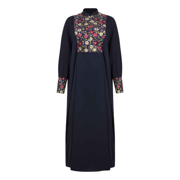 Stylish Loose Fit Abaya for Muslim Women with Floral Design