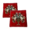 Velvet Cushion Cover One-Sided - Flower Vase Design (Set of 2)