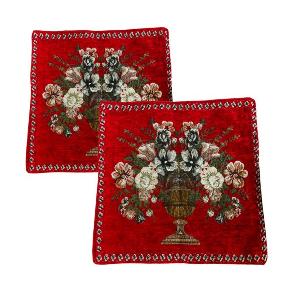 Velvet Cushion Cover One-Sided - Flower Vase Design (Set of 2)