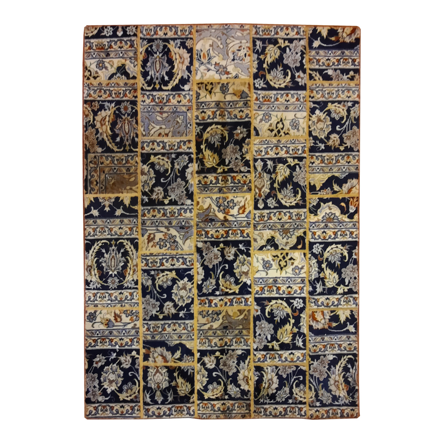Vintage Persian Hand-Knotted Patchwork Carpet Black