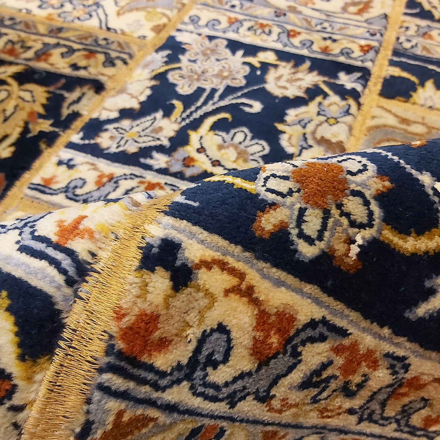 Vintage Persian Hand-Knotted Patchwork Carpet Black