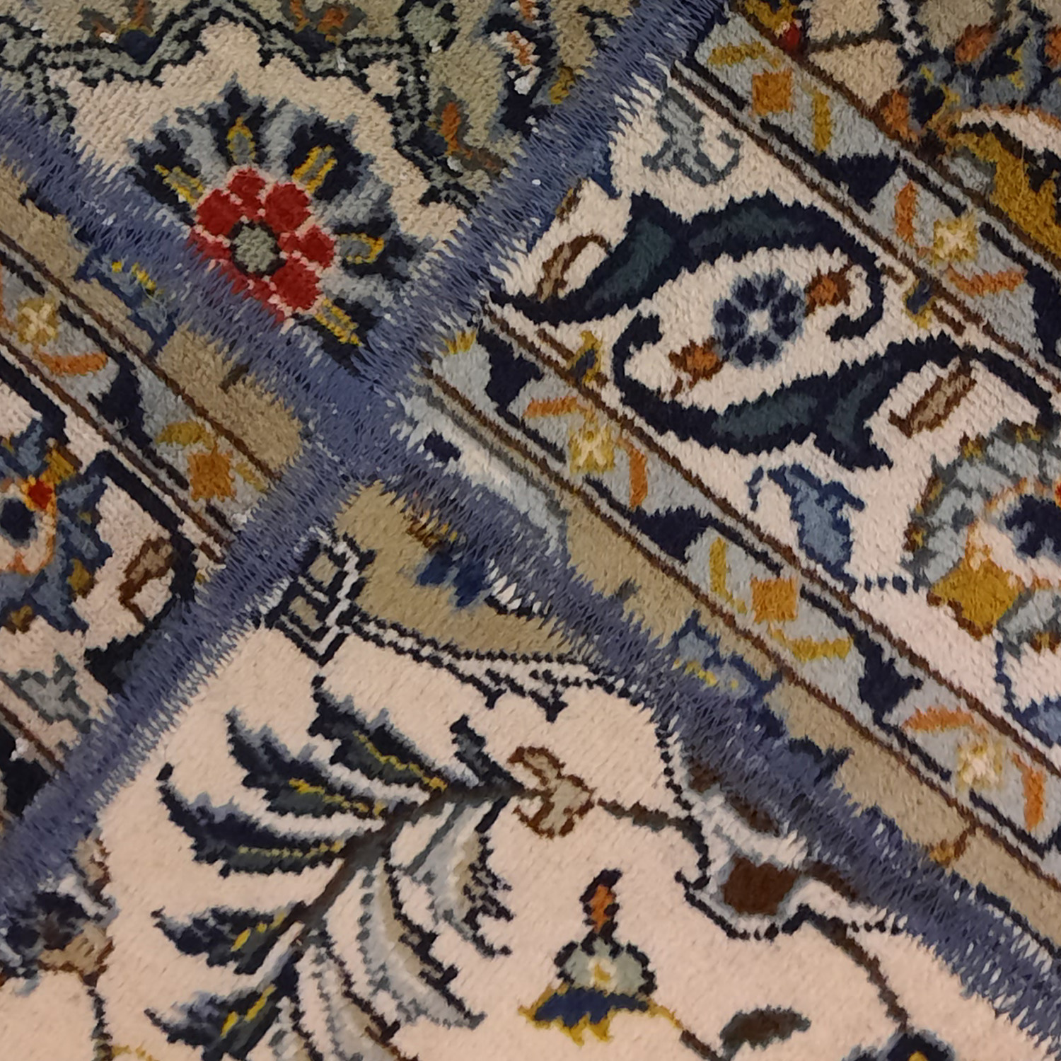 Vintage Persian Hand-Knotted Patchwork Carpet Geometric