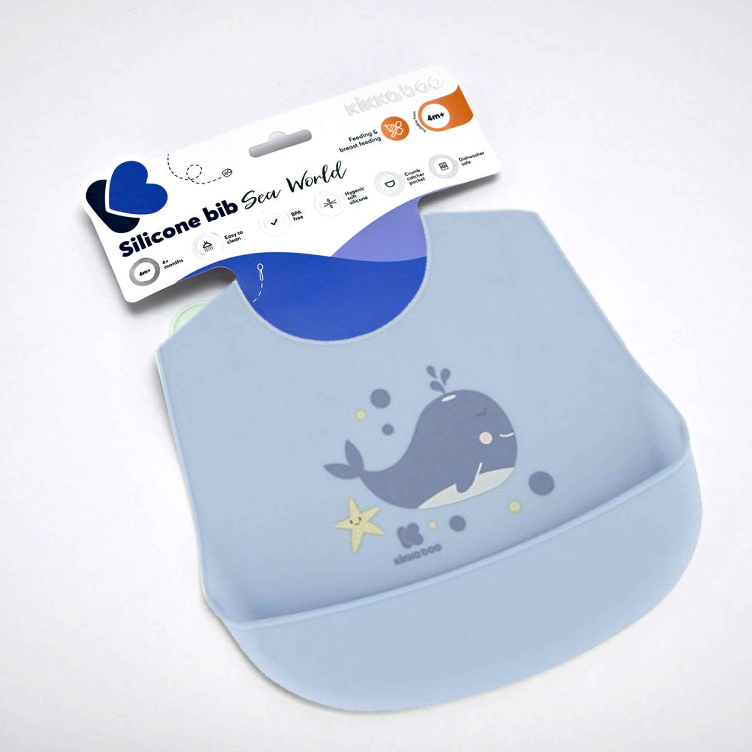 Waterproof Silicone Baby Bib for Eating with Whale Design