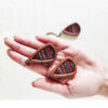 Women's Handcrafted Wooden Earrings with Pateh Embroidery