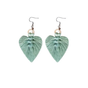 Women’s Macrame Earrings Handmade with Leaf Design