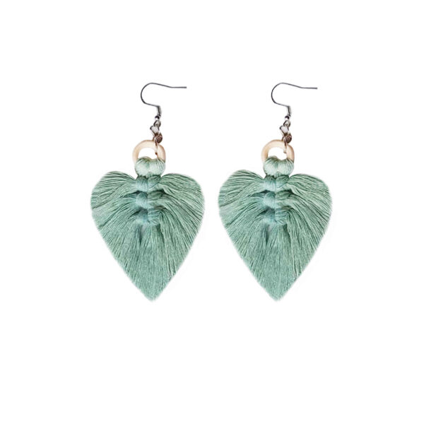 Women's Macrame Earrings Handmade with Leaf Design