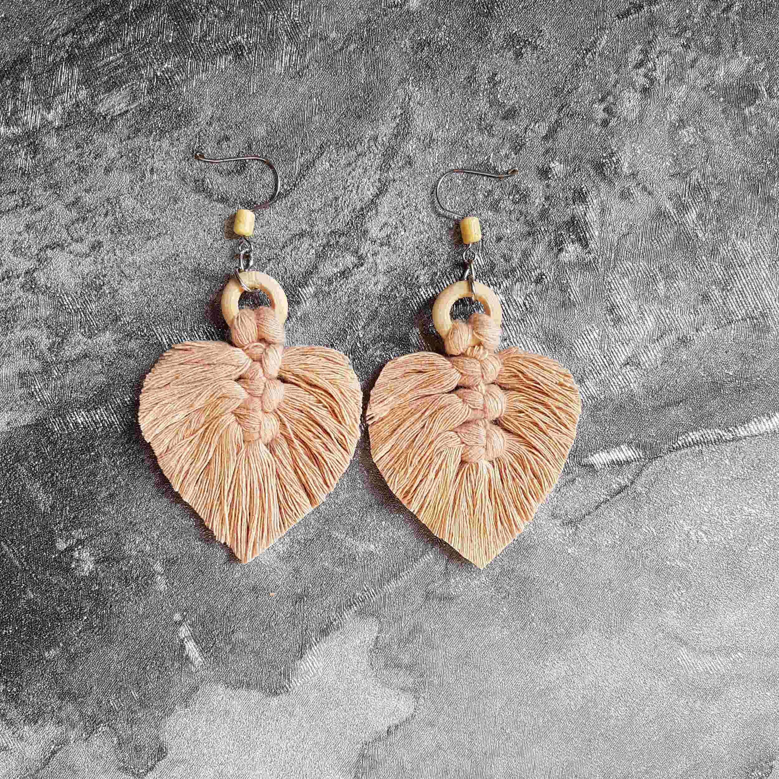 Women’s Macrame Earrings Handmade with Leaf Design