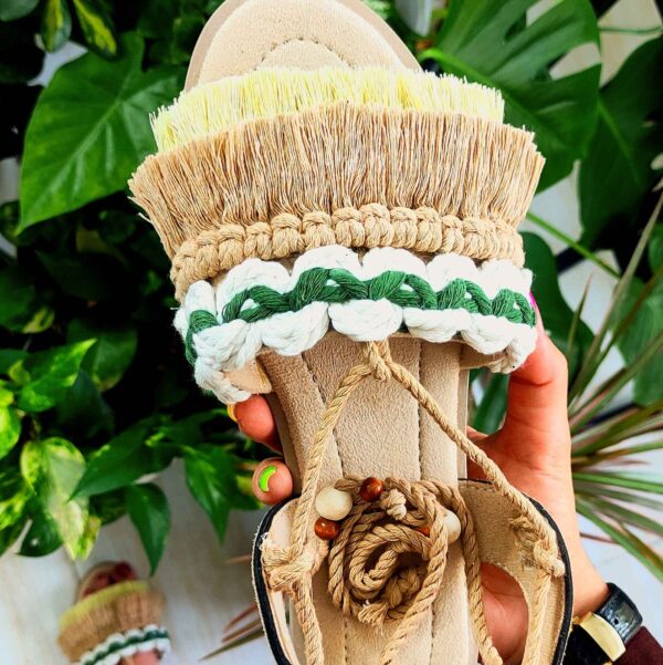 Women's Macrame Sling Back Sandals Handmade Model Art