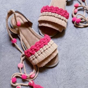 Women’s Macrame Sling Back Sandals Handmade Model Bubble