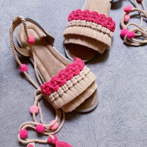 Women’s Macrame Sling Back Sandals Handmade Model Bubble