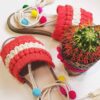 Women's Macrame Sling Back Sandals Handmade Model Pom Pom