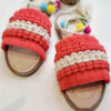 Women's Macrame Sling Back Sandals Handmade Model Pom Pom