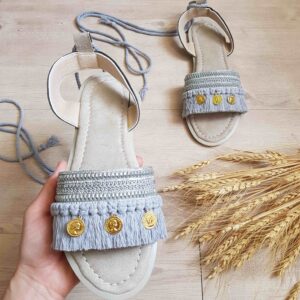 Women’s Macrame Sling Back Sandals Handmade Model Coin