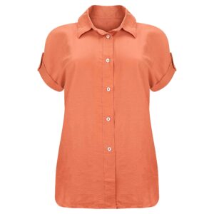 Women’s Short Sleeve Cotton Regular Fit Shirt in Orange
