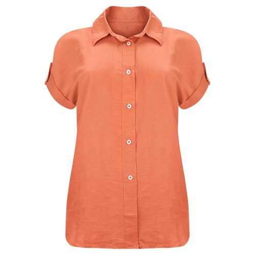 Women’s Short Sleeve Cotton Regular Fit Shirt in Orange