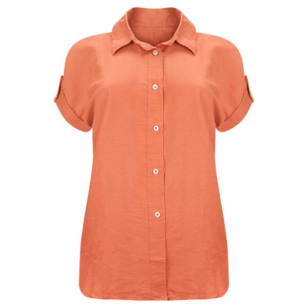 Women's Short Sleeve Cotton Regular Fit Shirt in Orange
