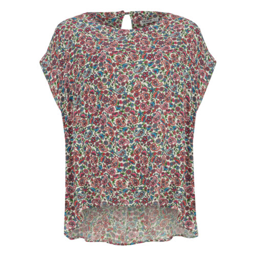 Women’s Short Sleeve Cotton Regular Fit Shirt with Paisley & Floral Design