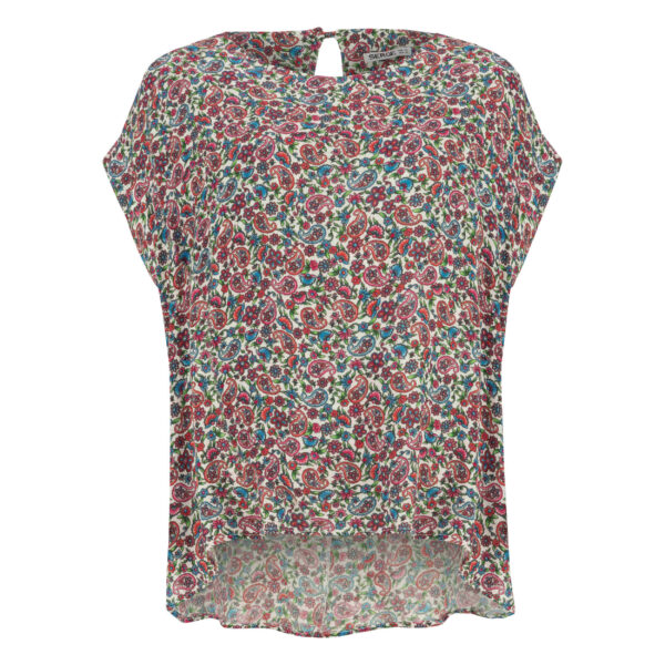 Women's Short Sleeve Cotton Regular Fit Shirt with Paisley & Floral Design