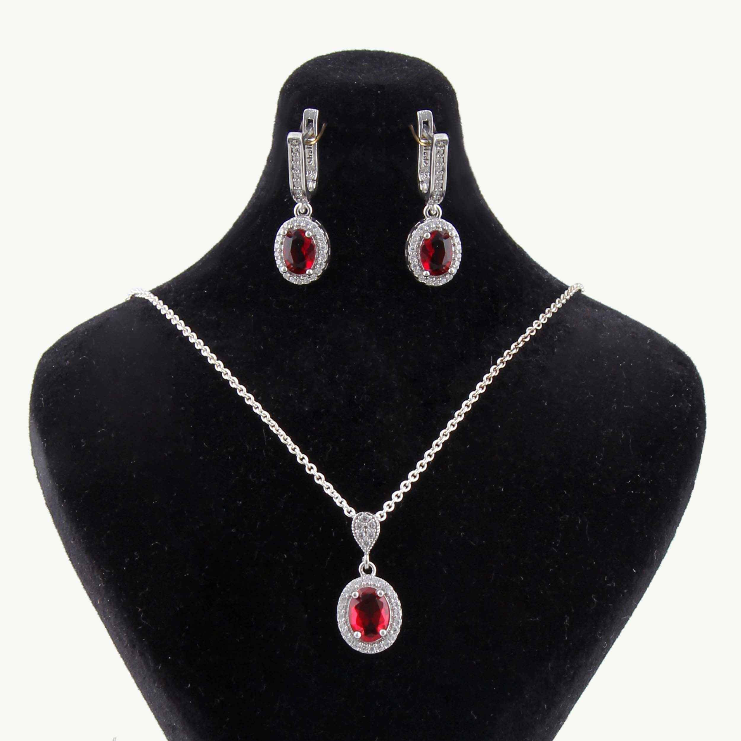 Women’s Silver Rhodium Plating Jewelry Set with Quartz Gemstone