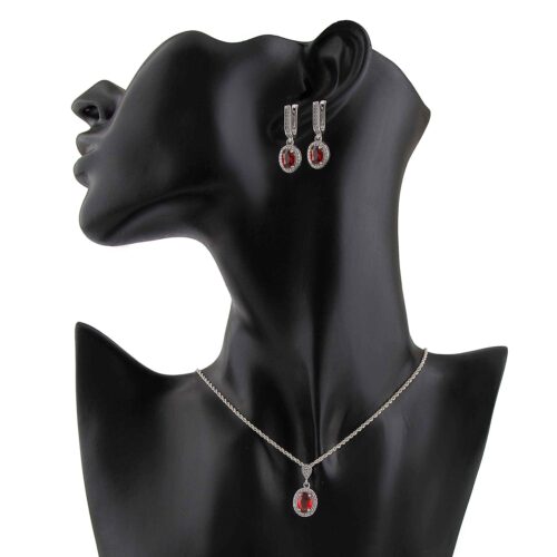 Women’s Silver Rhodium Plating Jewelry Set with Quartz Gemstone