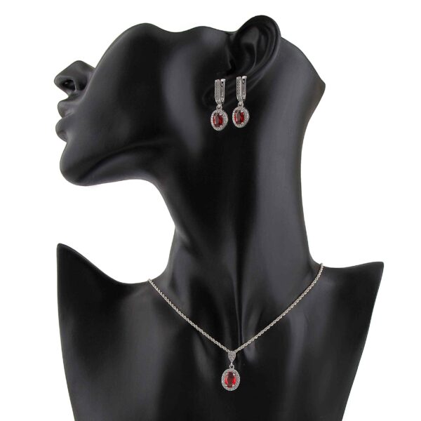 Women's Silver Rhodium Plating Jewelry Set with Quartz Gemstone