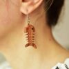 Women's Wooden Earrings Handcrafted with Fishbone Design