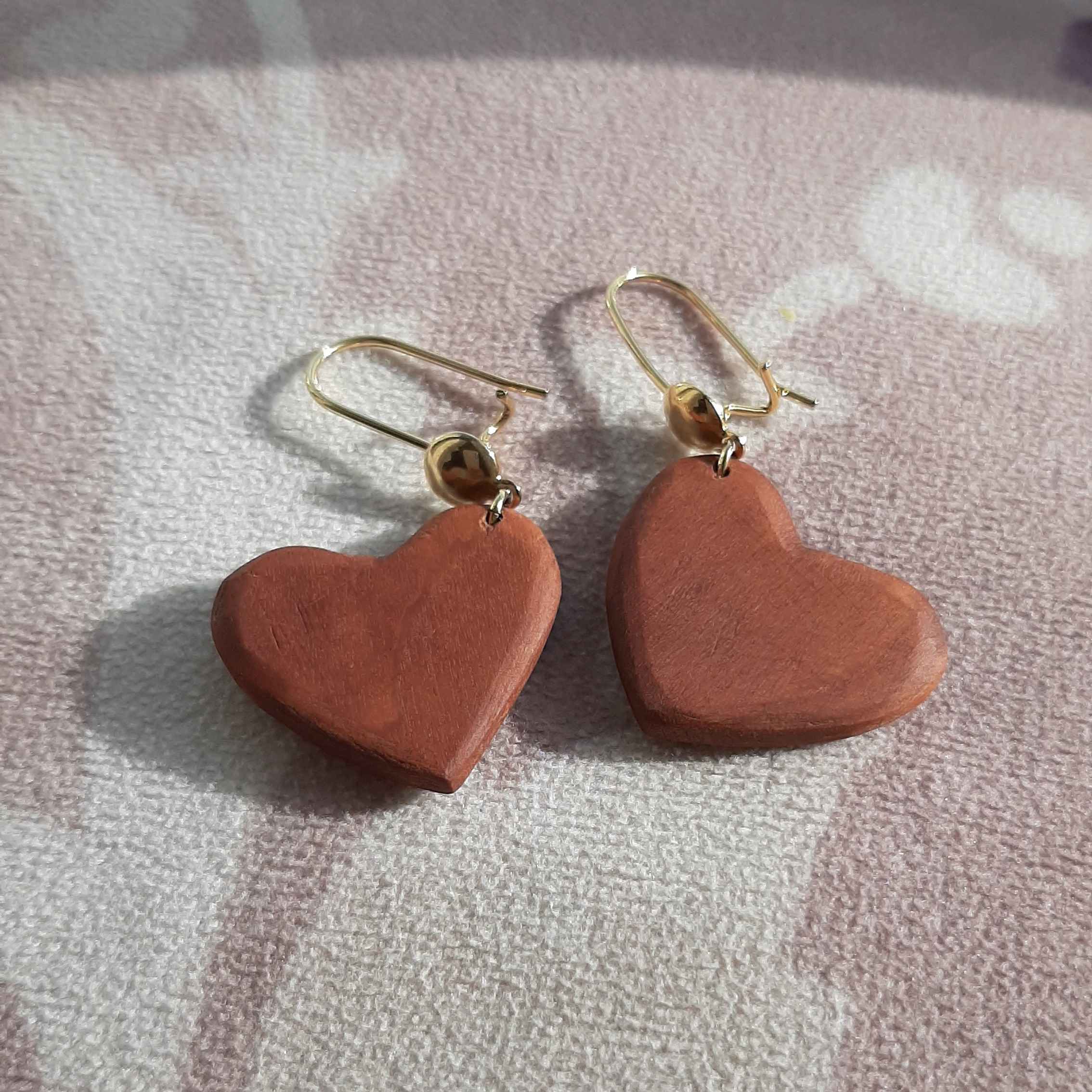 Women’s Wooden Earrings Handcrafted with Heart Design