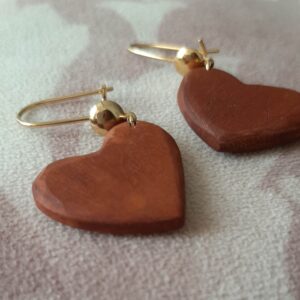 Women’s Wooden Earrings Handcrafted with Heart Design