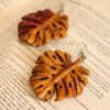Women's Wooden Earrings Handcrafted with Leaf Design